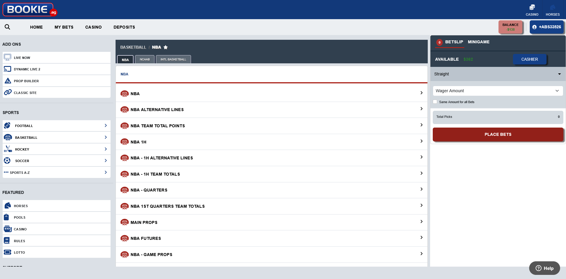 Online Sportsbook | Offshore Sports Betting at Bookie.ag